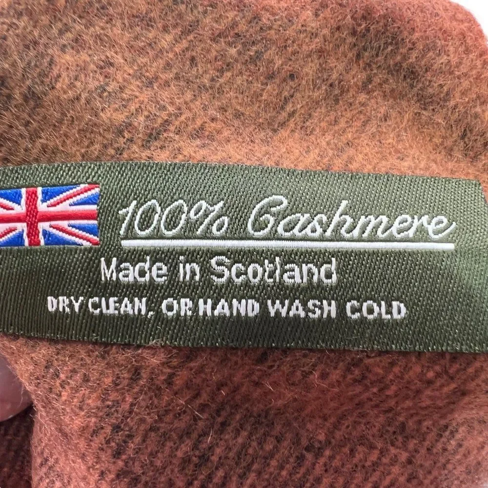 Cashmere Red/Orange Ombre Scarf Made in Scotland Scottish 100% Cashmere Unisex